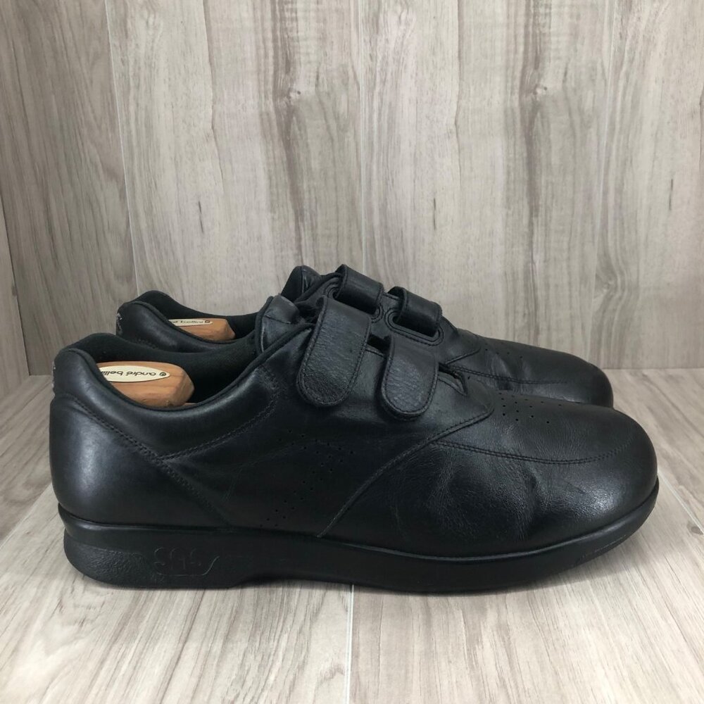 SAS Shoes Mens 14M Black Leather Hook and Loop Comfort Shoes